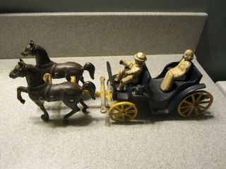 Antique Stanley Cast Iron Horse And Buggy Horsedrawn Toy