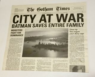Batman The Dark Knight Gotham Times Vol 1 City At War Newspaper Promo Item Rare