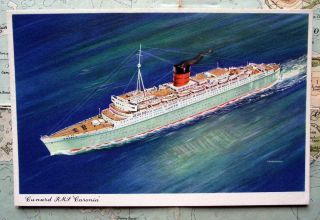 Vintage Ss Rms Caronia Cunard White Star Line Ocean Liner Postcard B