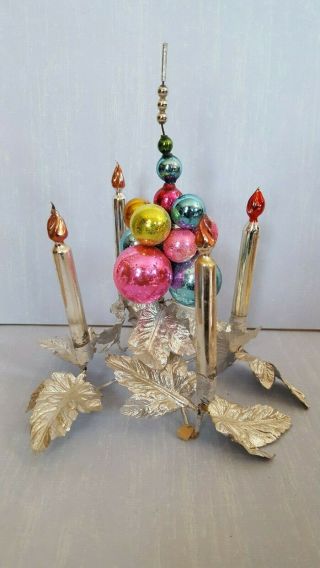 Rare Vintage Chandelier W 4 Mercury Glass Candles Christmas Ornament Japan