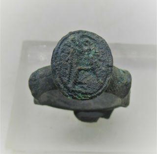 European Finds Ancient Roman Bronze Ring With Seated Ruler Depiction