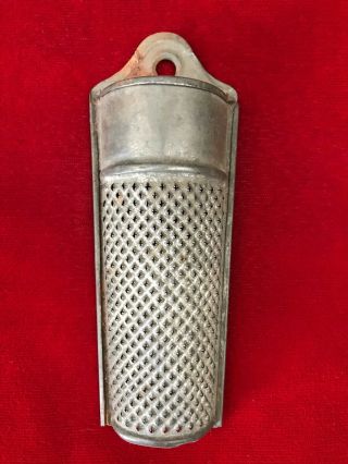 Antique Nutmeg Grater With Top Compartment Country Kitchen Primitive Punched Tin