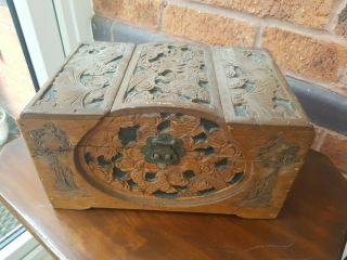 Asian Wood Carved China Box