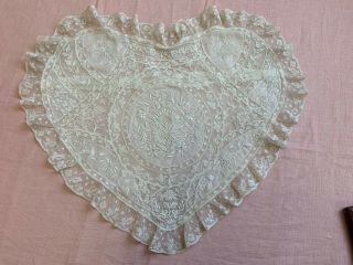 Antique Normandy Lace Pillow Sham Heart Shaped Handmade