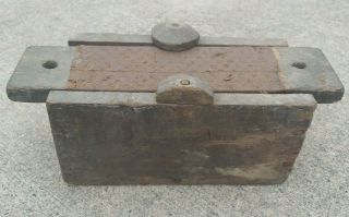 Antique Primitive Flax Hetchel Hand Made Farm Tool Hatchel Comb In Case Box