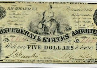 $5 " Rare " (confederate) 1800 