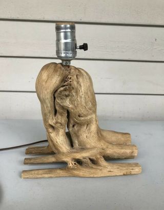 Small Vintage Driftwood Table Lamp Mid Century Modern - For Repair