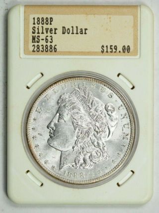 Rare Vintage Hannes Tulving Slabbed Morgan Silver Dollar 1888,  Uncirculated Bu