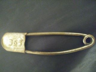 Vintage Antique Large 5 3/8” Brass Horse Blanket Safety Pin In A Case.  363