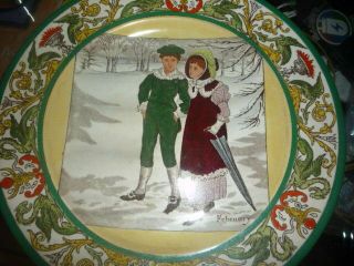 Rare Wedgwood " Florentine " 10 " Plate Of The Month - February - " Winter Walks " - C.  1906