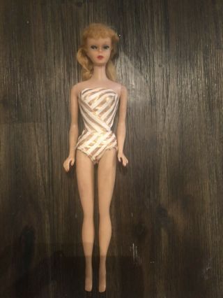 Vintage 1961 Blonde 5 Barbie Doll In Barbie Swim Suit