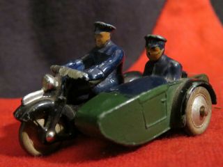 Vintage Dinky Toys Diecast Police Motorcycle Rider And Sidecar 1950s Rare