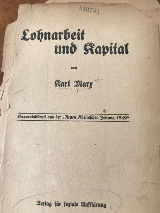 RARE Karl Marx,  Wage Labor and Capital Lohnarbeit Revolution Antique High German 2