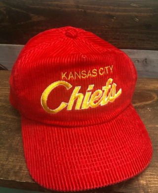 Vtg Kansas City Chiefs Corduroy Hat Macgregor " The Cord " Rare Nfl Zip Back