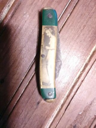 Antique Vintage Rare Art Deco Risque Naked Lady Pocket Knife Early 1900 