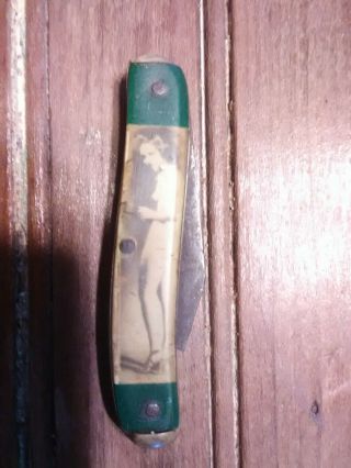 Antique Vintage Rare Art Deco Risque Naked Lady Pocket Knife Early 1900 ' s 3