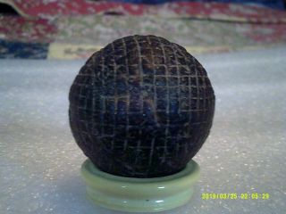 Rare Unusual Antique Golf Ball Line Cut Gutty Gutta Golf Ball Dark Color