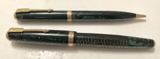(rare) 1930 Parker Emerald Green Vacumatic Pen And Pencil Fully