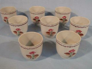 Rare Set 8 Chinese Export Qianlong Ceramic Tea Cups W/flowers Ca 1780