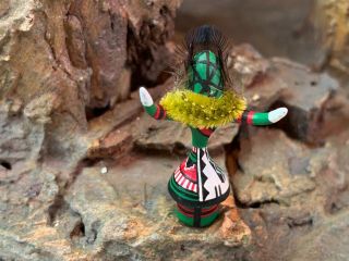 Artisan Sal ' e Jo Osage Indian Nation Miniature Cocklebur Kachina RARE 1980s 3
