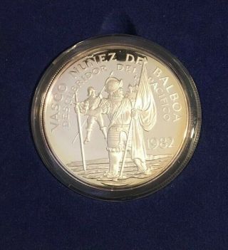 1982 Panama 20 Balboa Silver Proof Coin And,  Rare Gem