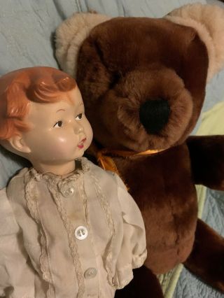 Vintage Chad Valley All Mohair Glass Eyes Leather Pads And Compo Doll