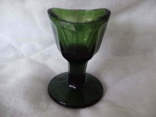 Antique/vintage Large Green Glass,  Stem & Pedestal Eye Bath Faceted Bowl & Stem