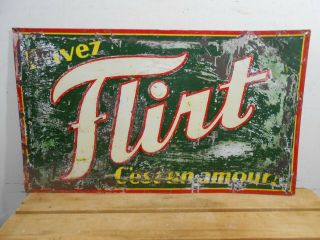 Rare Old Flirt Cola 29 " X 17 " Soda Pop Bottle Store Tin Sign