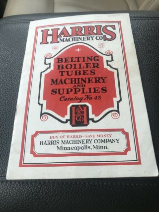 Rare Associated Advertising Book Harris Machinery Antique Hit & Miss Gas Engine