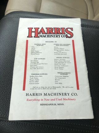 Rare Associated Advertising Book Harris Machinery Antique Hit & Miss Gas Engine 2