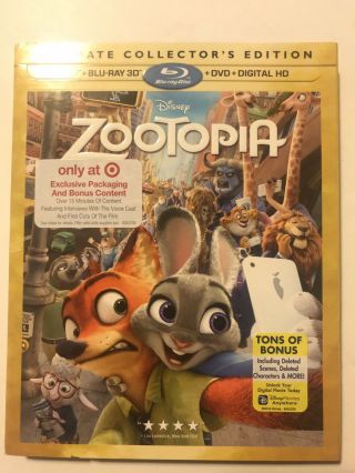 Zootopia 3d (3d & Blu - Ray) Oop Target Exclusive W/ Rare Slipcover Disney