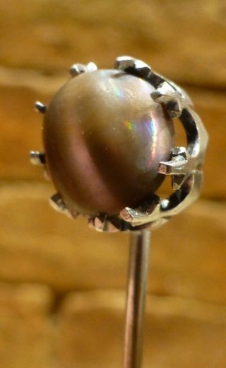 Antique Stick Pin Tie Pin Victorian Cats Eye Cabochon