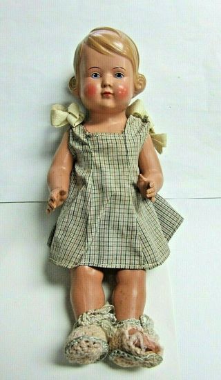 Vintage Schildkrot Celluloid German Girl Doll Blue Eyes Turtle Mark 29 11 Inch