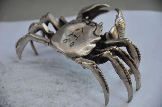 Old Antique Chinese Tibet Silver Copper Handwork Crab Statue
