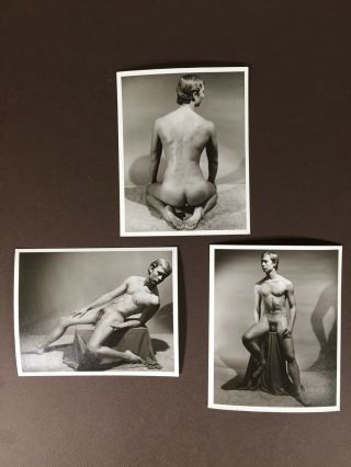 3 Vintage Male Nude Photographs,  October 1975,  Western Photography Guild,  4x5