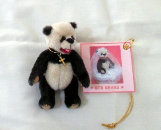 Artist Vintage Miniature Panda Bear,  Little Bride
