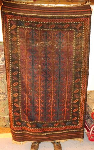 Antique Rug Rare 3.  10x6 Central Asian Lovely Carpet 1880s All Natural Dyes