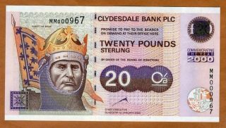 Scotland,  Clydesdale Bank,  20 Pounds,  2000,  P - 229b,  Unc Rare Millenial Commem