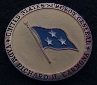 Rare 3 Star Admiral Vadm Richard Carmona Us Navy Surgeon General Challenge Coin