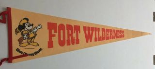 Rare Vintage Walt Disney World Fort Wilderness Micky Felt Pennant,  Wd Production
