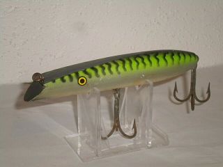 Vintage Stan Gibbs Cast A Lure In Green Mackerel Color.