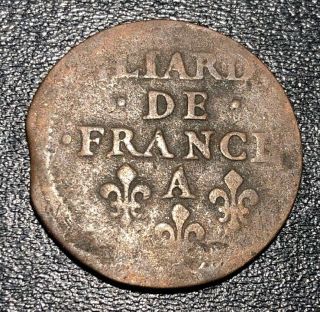 1657 A France King Louis Xiv Liard 3 Deniers French Revolution Rare Coin