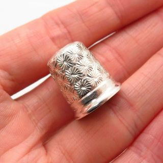 Antique Victorian 925 Sterling Silver Etched Floral Collectible Sewing Thimble