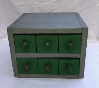 Vintage Antique Six (6) Drawer Apothecary Spice Hardware Storage Cabinet