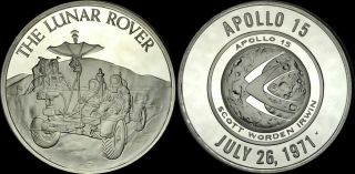 Nasa Rare Coin " Apollo 15 " The Lunar Rover Space Car Silver Coin