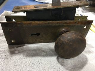 Antique VINTAGE Rustic Door Hardware MORTISE Lock Set - Steel Lock and KNOBS 3