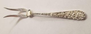 Stieff Sterling Silver 925 Floral Repousse Olive/pickle Fork