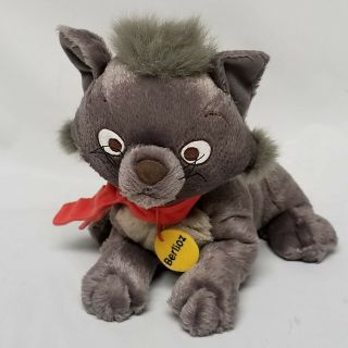 Rare Disney Store Plush Berlioz With Nametag On Red Scarf Grey Aristocats Cat 9 "