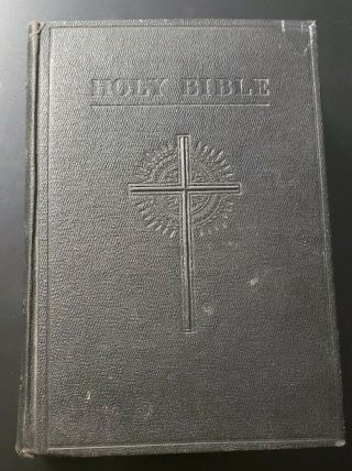 Catholic Edition Holy Bible With Ad Prayer Pamphlet Pope Pius Xii Rare