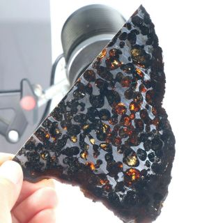 50g Slice meteorites,  Rare slices of Kenyan Pallasite olive meteorite B28 2